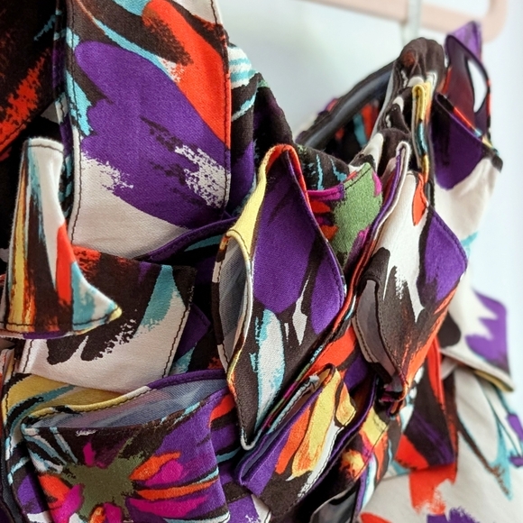 Strapless Pleated A- Line Unique Summer Celebration Mini Dress with pockets Sz M - Picture 3 of 8